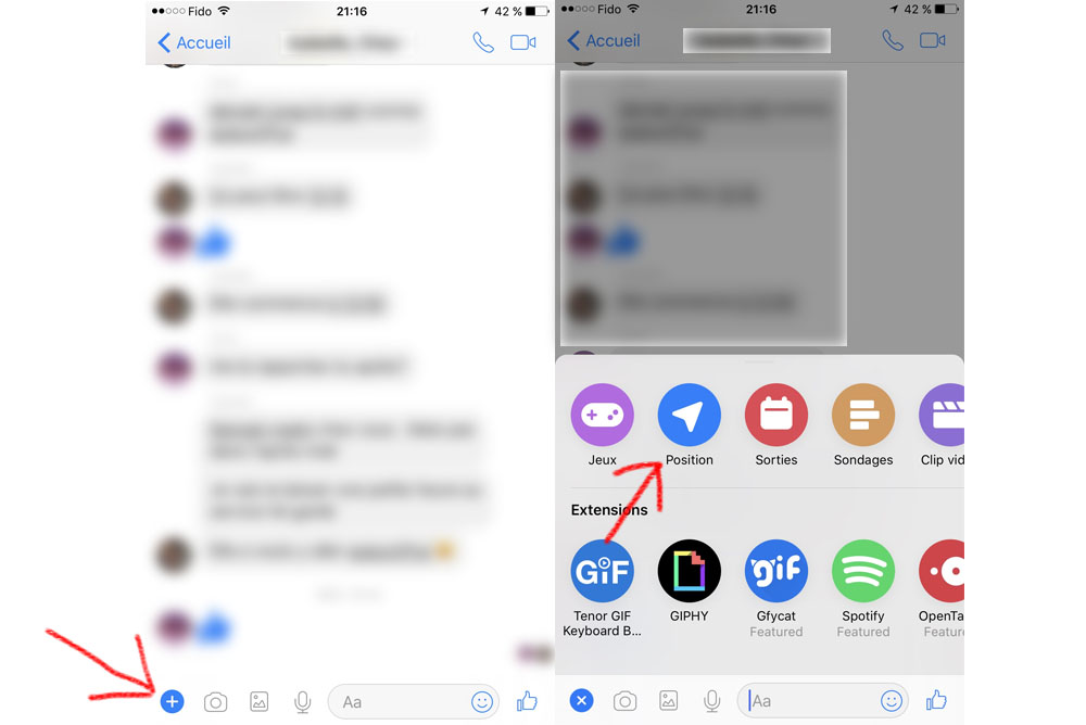 facebook messenger envoyez votre position